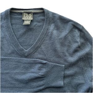 Jos. A. Bank Traveler Collection Size Large Merino Wool Knit V-Neck Sweater Navy